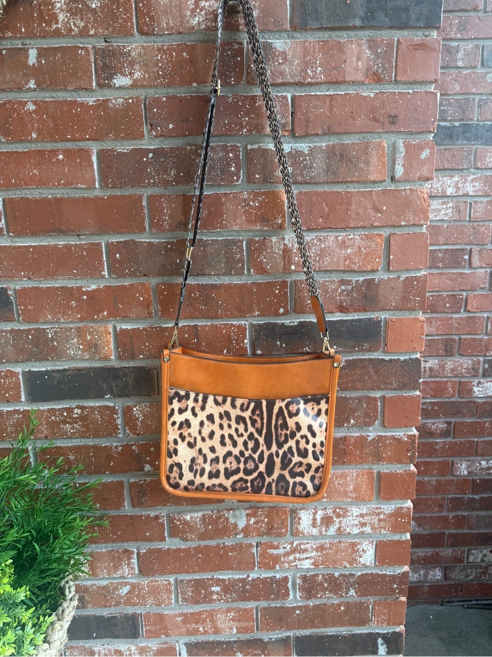 Leopard Print Crossbody Bag in Tan Bag